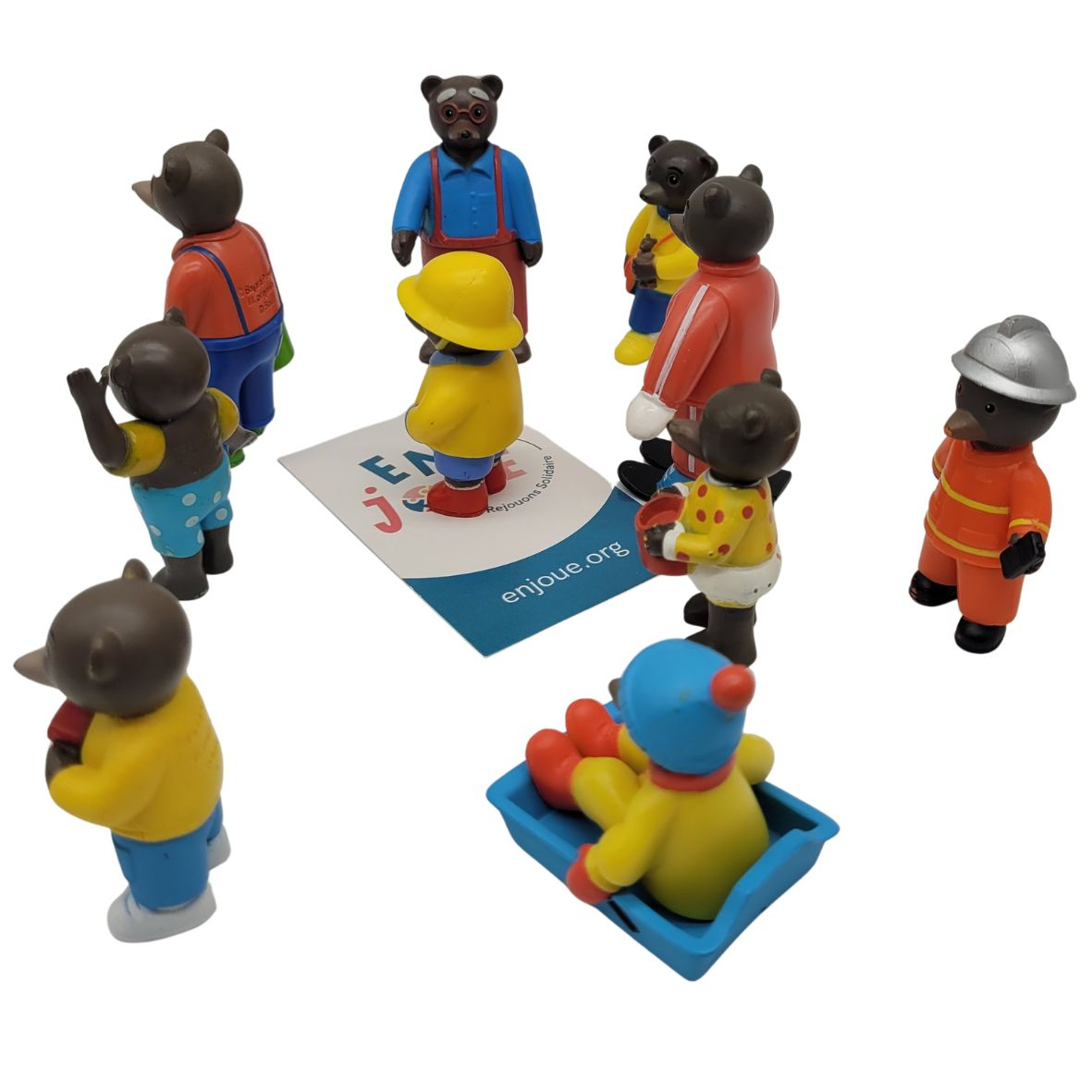 Lot des 10 Figurines Petits Ours Brun - Hauteurs 7cm et 5 cm - Bayard Presse - Des 3 ans. Bon état - Vue 3 - 